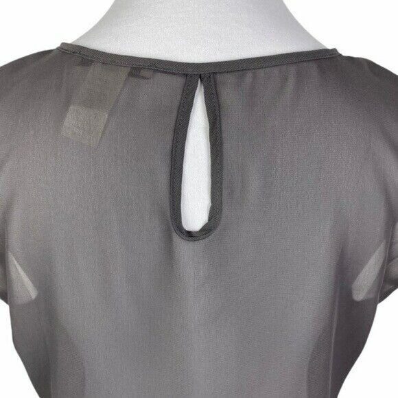 Love Squared Sequin Chevron Keyhole Ruffle Hem Blouse Women's Large Gray Taupe - Picture 6 of 7